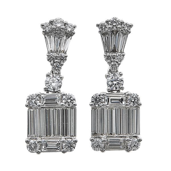 18k White Gold Diamond Illusion Drop Earrings (1 of 3)