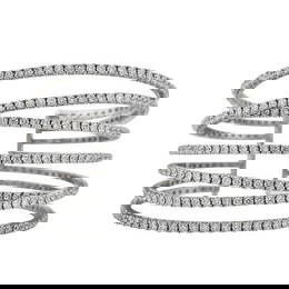 18k White Gold Diamond 7 Row Crossover Cuff Bangle Bracelet approx. 10.00 ctw