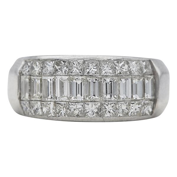 18k White Gold Princess and Baguette-Cut Diamond Band Ring (1 of 3)