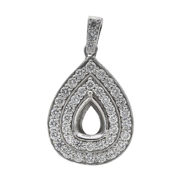 14k White Gold Pear-Cut Diamond Pendant Setting (1 of 3)
