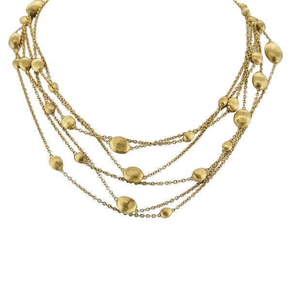 Marco Bicego 18k Yellow Gold Textured Three Strand Station Chain Necklace (1 of 4)
