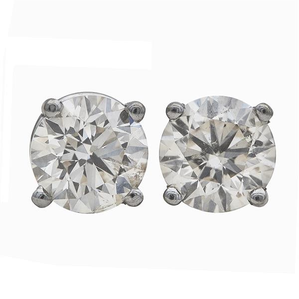 14k White Gold Diamond 3.12 ctw 4 Prong Basket Stud Earrings (1 of 3)