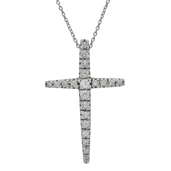 18k White Gold Diamond Cross Pendant Necklace (1 of 4)