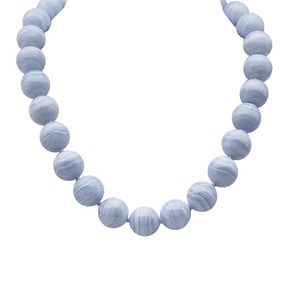 Tiffany & Co. Paloma Picasso Blue Lace Agate Beaded Necklace with 18k White Gold Clasp