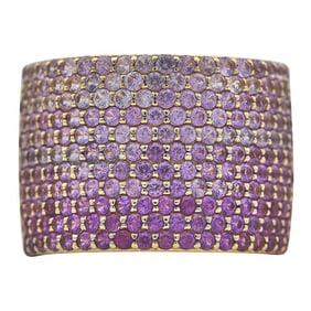 14k Yellow Gold Ombré Pink Sapphire Band Ring