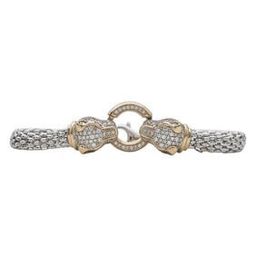 18k White and Yellow Gold Diamond Double Panther Bracelet