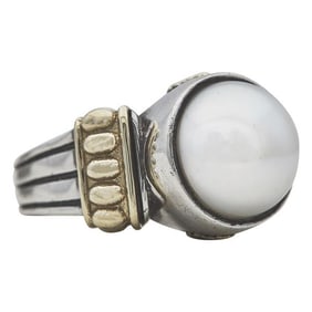 Lagos Caviar 18k Yellow Gold and Sterling Silver 12mm Mabe Pearl Ring