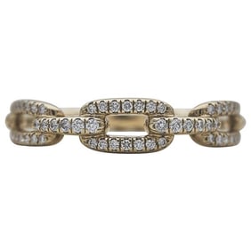 David Yurman Stax Single Row Pavé Diamond Chain Link 18k Yellow Gold Ring