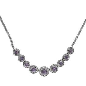 18k White Gold Pink Sapphire and Diamond Chain