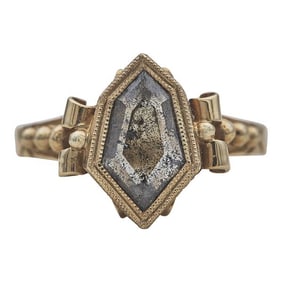 14k Yellow Gold Salt and Pepper Diamond Ring