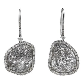 18k White Gold Salt and Pepper Diamond Drop Earrings