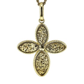 Milor Italy 18k Yellow Gold Agate Cross Pendant Necklace