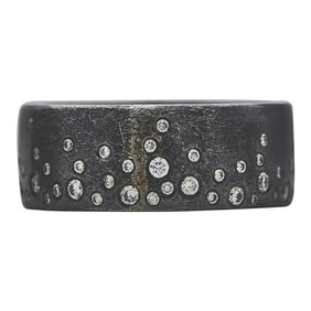 Tom Reed Sterling Silver Scattered Diamond Band Ring