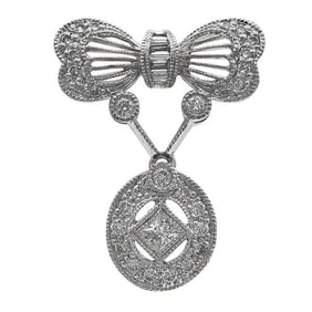 Platinum Diamond Bow Pendant