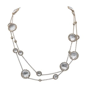 Ivanka Trump 18k Rose Gold Quartz, Diamond and Pink Enamel Station Chain Necklace