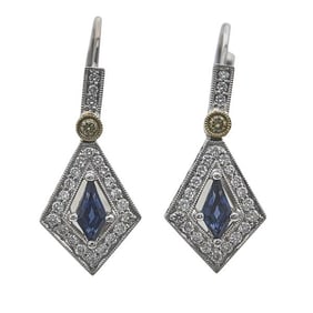 Simon G. 18k White and Yellow Gold Sapphire, Colorless and Yellow Diamond Drop Earrings