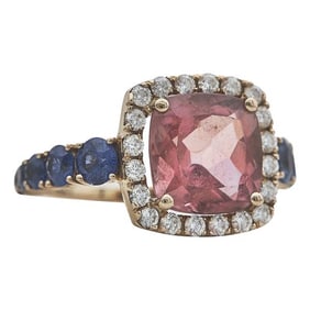 Rabat 18k Rose Gold Pink Tourmaline, Sapphire and Diamond Ring