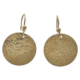 Gurhan 24k Yellow Gold Hammered Disc Drop Earrings