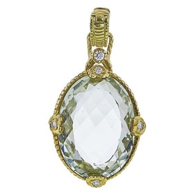Judith Ripka 18k Yellow Gold Prasiolite and Diamond Pendant