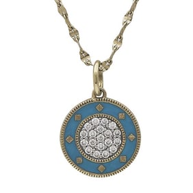 Jude Frances 18k Yellow Gold Enamel and Diamond Pendant Necklace