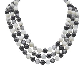 Tiffany & Co. Paloma Picasso Beaded Quartz, Onyx and Moonstone Necklace with Sterling Silver