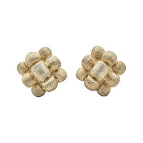 Henry Dunay 18k Yellow Gold Textured Earrings