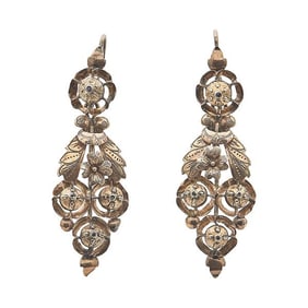 Antique 10k and 14k Gold Diamond Day & Night Earrings