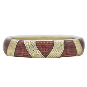 Hidalgo 18k Yellow Gold Red Enamel Zig Zag Band Ring