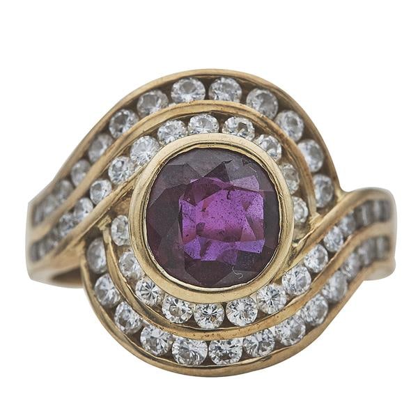 14k Yellow Gold Ruby and Diamond Band Ring (1 of 3)