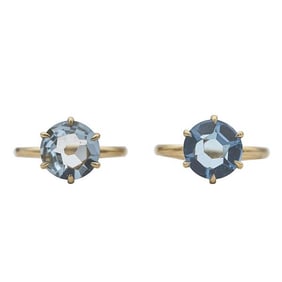 Set of 2 Ippolita 18k Yellow Gold and Blue Topaz Rings