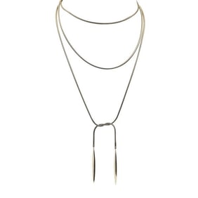 Tiffany & Co. 18k Yellow Gold Feather Lariat Double Pendant Snake Chain Necklace