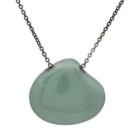 Tiffany & Co. Elsa Peretti Sterling Silver Aventurine Quartz Cat Island Isle Shell Pendant