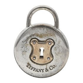 Tiffany & Co. Sterling Silver and 18k Rose Gold Lock Charm Pendant