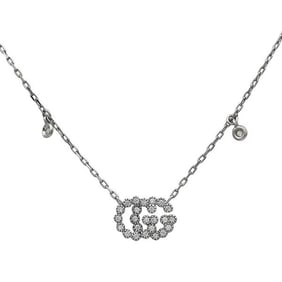 Gucci Double G 18k White Gold Diamond Station Necklace