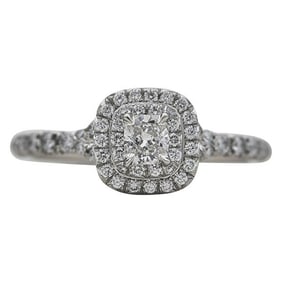 Tiffany & Co. Platinum Cushion Cut Diamond 0.22 carat Halo Ring
