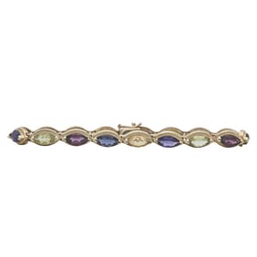 14k Yellow Gold Multi Gem-Set Tennis Bracelet