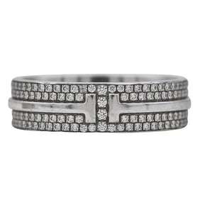 Tiffany & Co. Tiffany T 18k White Gold Wide Pavé Diamond Ring