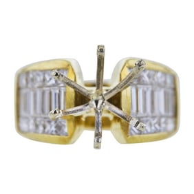 18k Yellow Gold Mixed-Cut Diamond Engagement Ring Setting