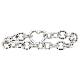Tiffany & Co. Sterling Silver Open Heart Chain Bracelet