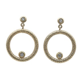 Roberto Coin 18k Yellow Gold Diamond Circle Drop Earrings