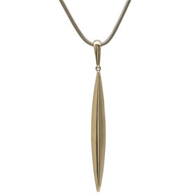 Tiffany & Co. 18k Yellow Gold Feather Pendant on Snake Chain Necklace