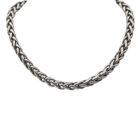 David Yurman Sterling Silver and 18k Yellow Gold Diamond Wheat Chain Necklace