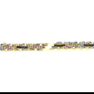 14k Yellow Gold Round Diamond and Square Ruby Tennis Bracelet: Diamonds weighing approx. 1.20 ctw. Bracelet length 7 inches. Stamped 14, 96915, additional marks partially erased. 29.9 grams. Gemstones have not been graded for color and clarity, and tested for cla