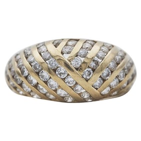 18k Yellow Gold Channel-Set Diamond Dome Ring