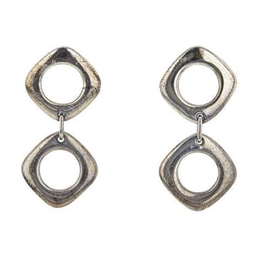 Tiffany & Co. Sterling Silver Square Open Drop Earrings