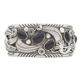 Tommy Moore Sterling Silver Black Onyx Open Cuff Bracelet