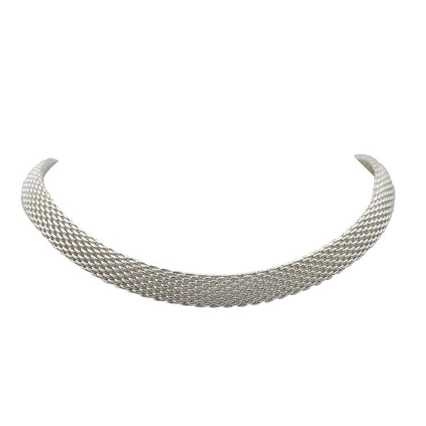 Tiffany & Co. Somerset Mesh Sterling Silver Woven Flexible Necklace (1 of 5)
