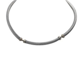 David Yurman Metro Cable Sterling Silver and 14k Yellow Gold Collar Necklace