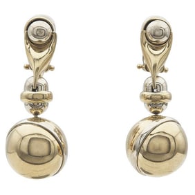 Italian 18k Yellow Gold Chunky Ball Drop Earrings