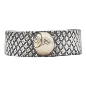 Dian Malouf Sterling Silver and 14k Yellow Gold Snail Shell Open Cuff Bracelet